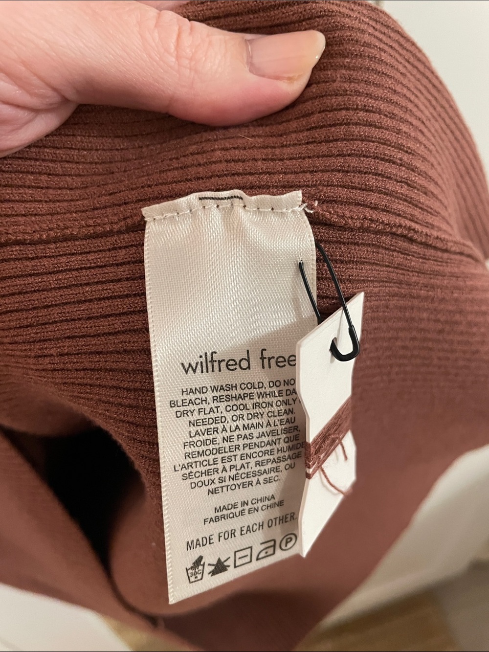 Wilfred Rust Brown Ribbed Cutout Mini Dress - Picture 3 of 4